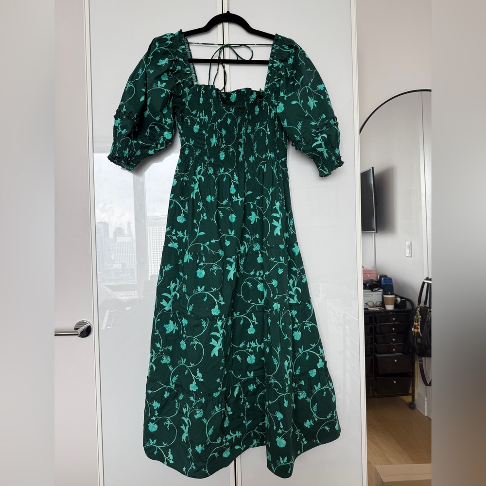 Hill House Green Puff Sleeve Sundress